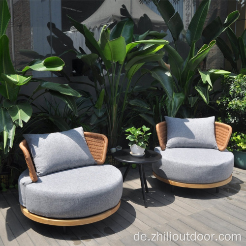 Außenterrasse Rattan Teakholz -Holzsofa -Stuhl Set